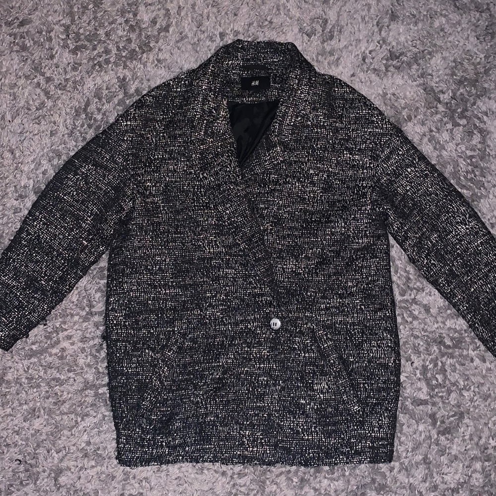 H&M Black and White Blazer Coat